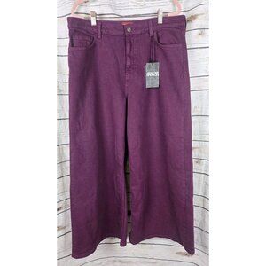 Johnny Was x Sasson Mademoiselle Wide Leg Jeans 33 NEW Maroon Womens Cropped